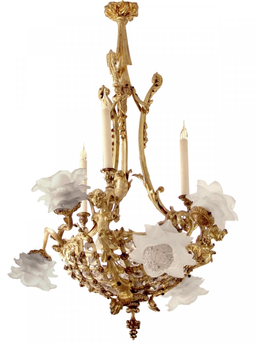 Lxv Style Chandelier In Gilt Bronze, Late Nineteenth Century-photo-2