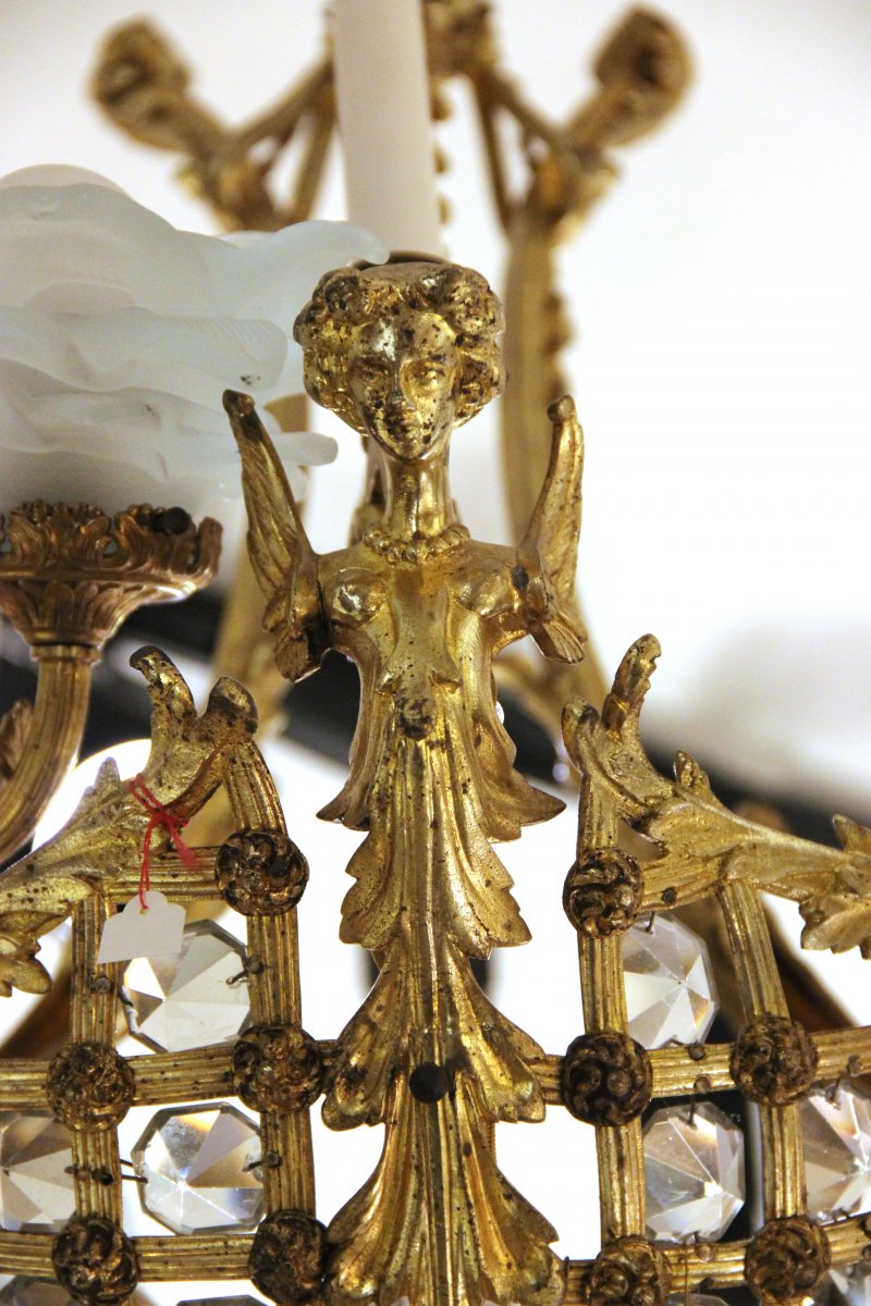 Lxv Style Chandelier In Gilt Bronze, Late Nineteenth Century-photo-4