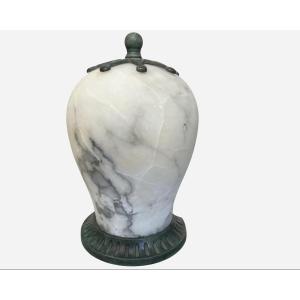 Nightlight In Alabaster And Bronze Art-deco Period France, Circa 1930