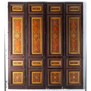 Three Pairs Of 19th Century Double-doors Painted In Imitation Of Marquetry