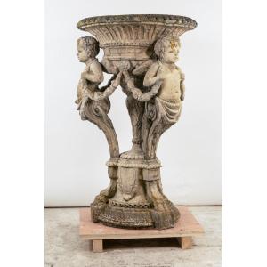 Large Garden Planter With Cherubs France