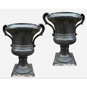 Pair Of Large Directoire-period Cast-iron Garden Vases France, 1795 / 1799