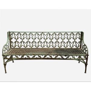 Rare And Large Ornate Cast Iron Bench In Gothic Style, Calla à Paris, Paris, France, Circa 1850