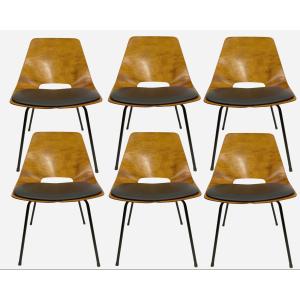 Six Chaises « Tonneau », Par Pierre Guariche, éditions Steiner, France, Vers 1954