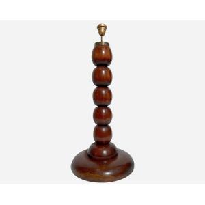 Grand pied de lampe en bois tourné, attribué à Charles Dudouyt, Paris, France, vers 1940 