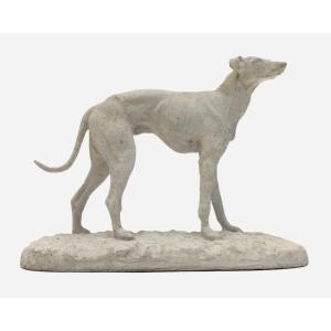 Small Plaster Statuette Of A Greyhound, By Pierre-jules Mêne, France, Circa 1850