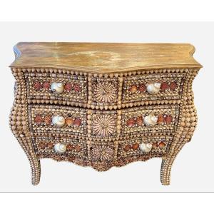 Curved Chest Of Drawers Made From Seashells France, Circa 1990
