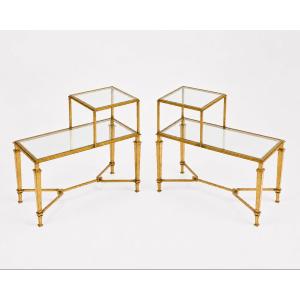 Paire de tables-bouts de canapé à deux niveaux, par Robert Thibier, Paris, France, vers 1960