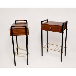 Pair Of Bedside Tables, Attributed To Jacques Hitier, France, Circa 1950