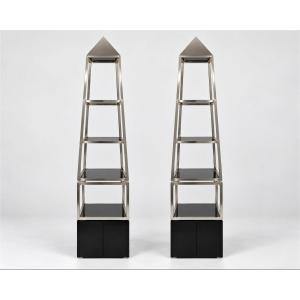 Paire d'étagères en pyramides, Maison Jansen vers 1970