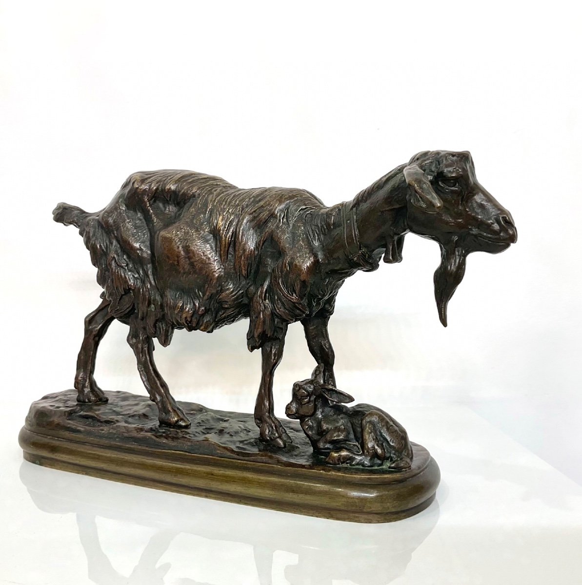 Groupe Chèvre Et Chevreau Par Emmanuel Frémiet (1824-1910) , Bronze XIXème Siècle-photo-4