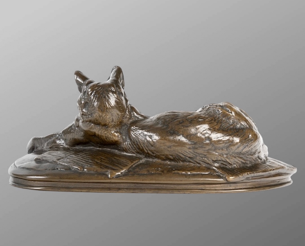 Sculpture - Chatte Allaitant Ses Petits , Emmanuel Fremiet (1824-1910) , Bronze  -photo-4