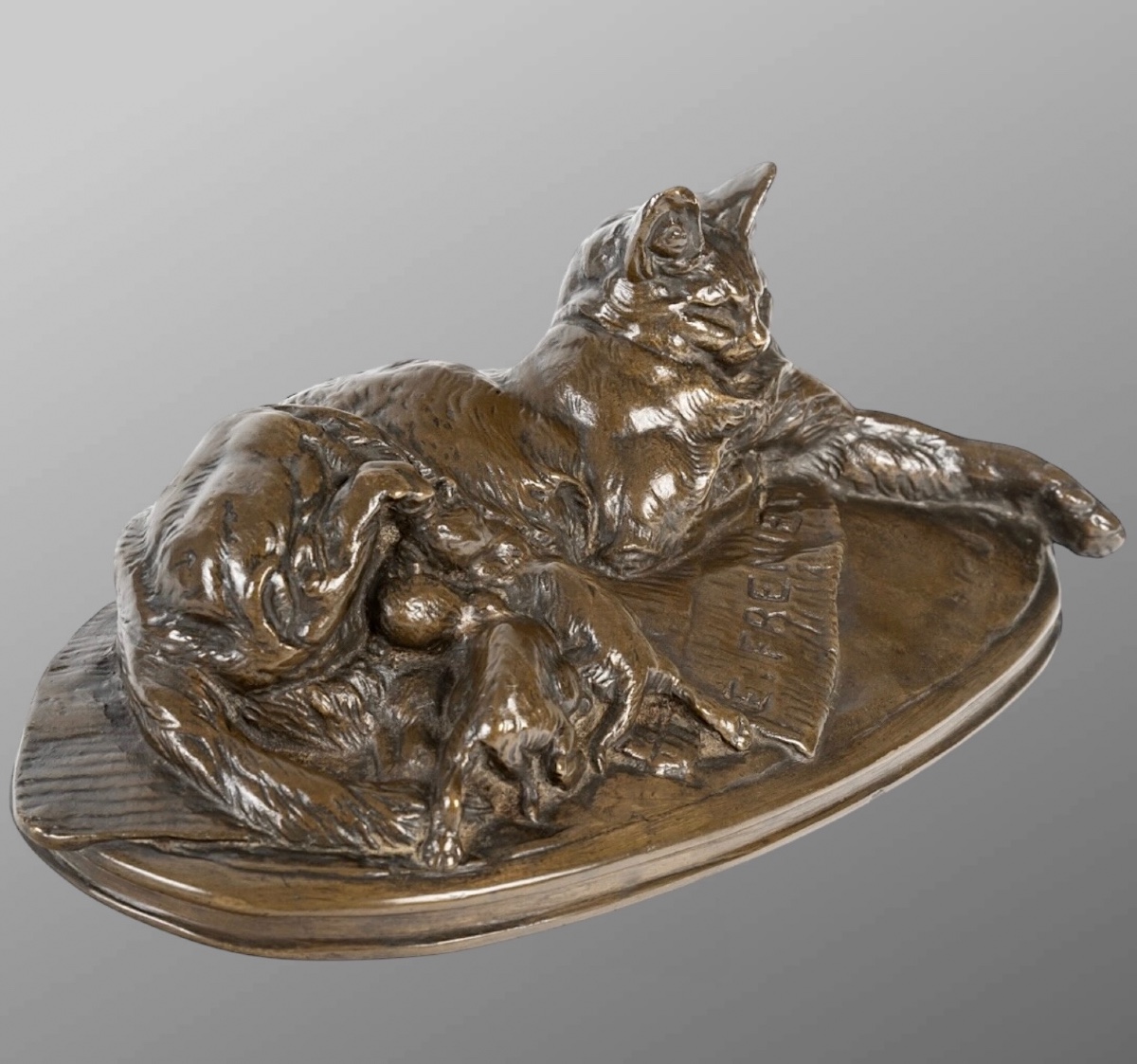 Sculpture - Chatte Allaitant Ses Petits , Emmanuel Fremiet (1824-1910) , Bronze  -photo-1