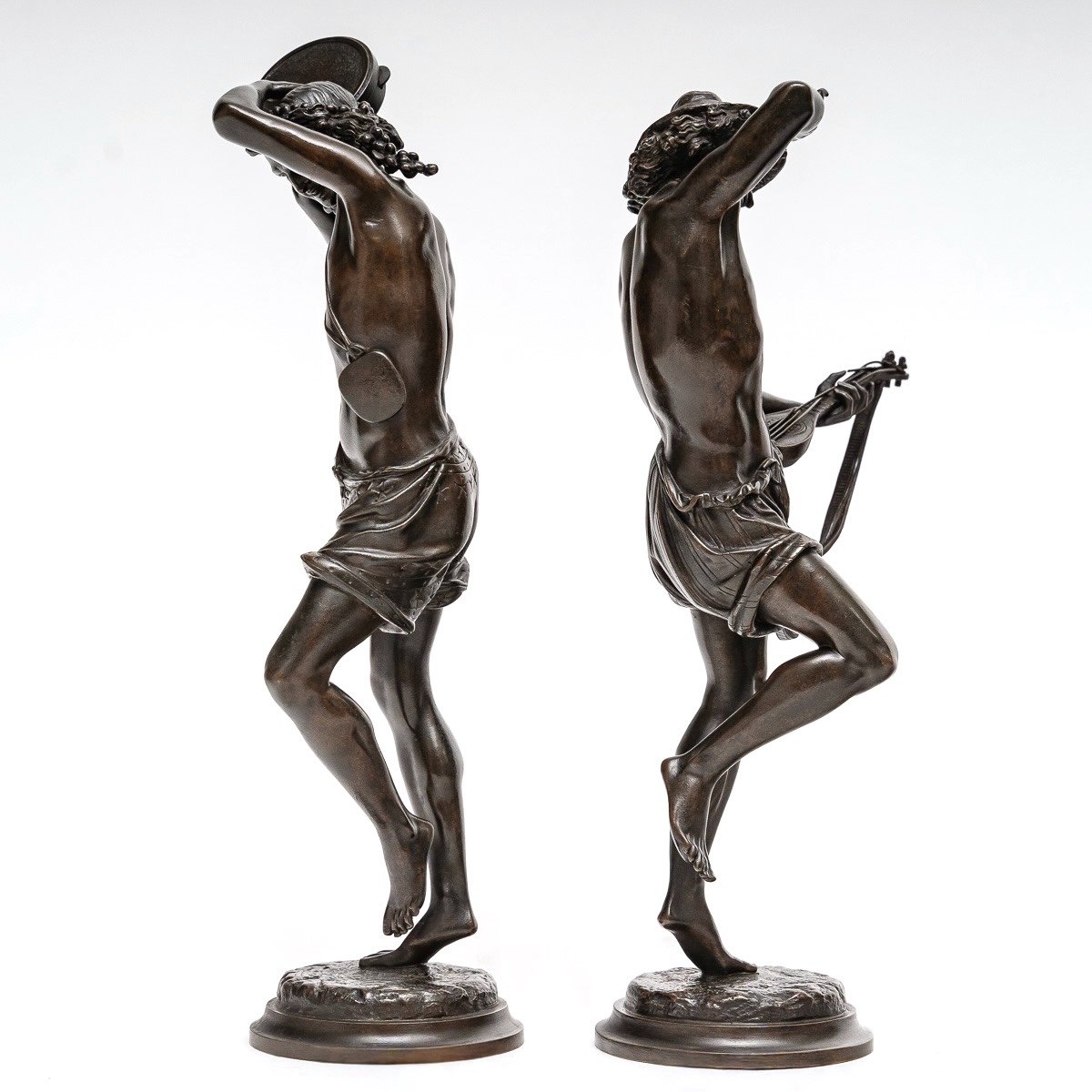 Sculpture - Pair Of Neapolitan Dancers , Albert - Ernest Carrier - Belleuse (1824-1887)-photo-1