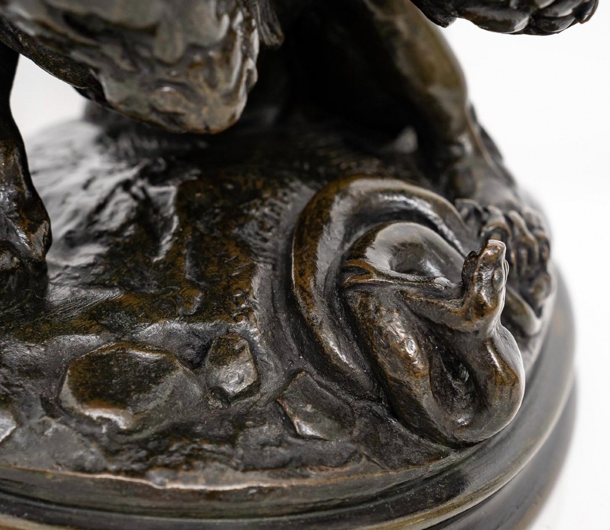 Sculpture - Lion Au Serpent , Antoine - Louis Barye (1795-1875) - Bronze XIX ème-photo-3