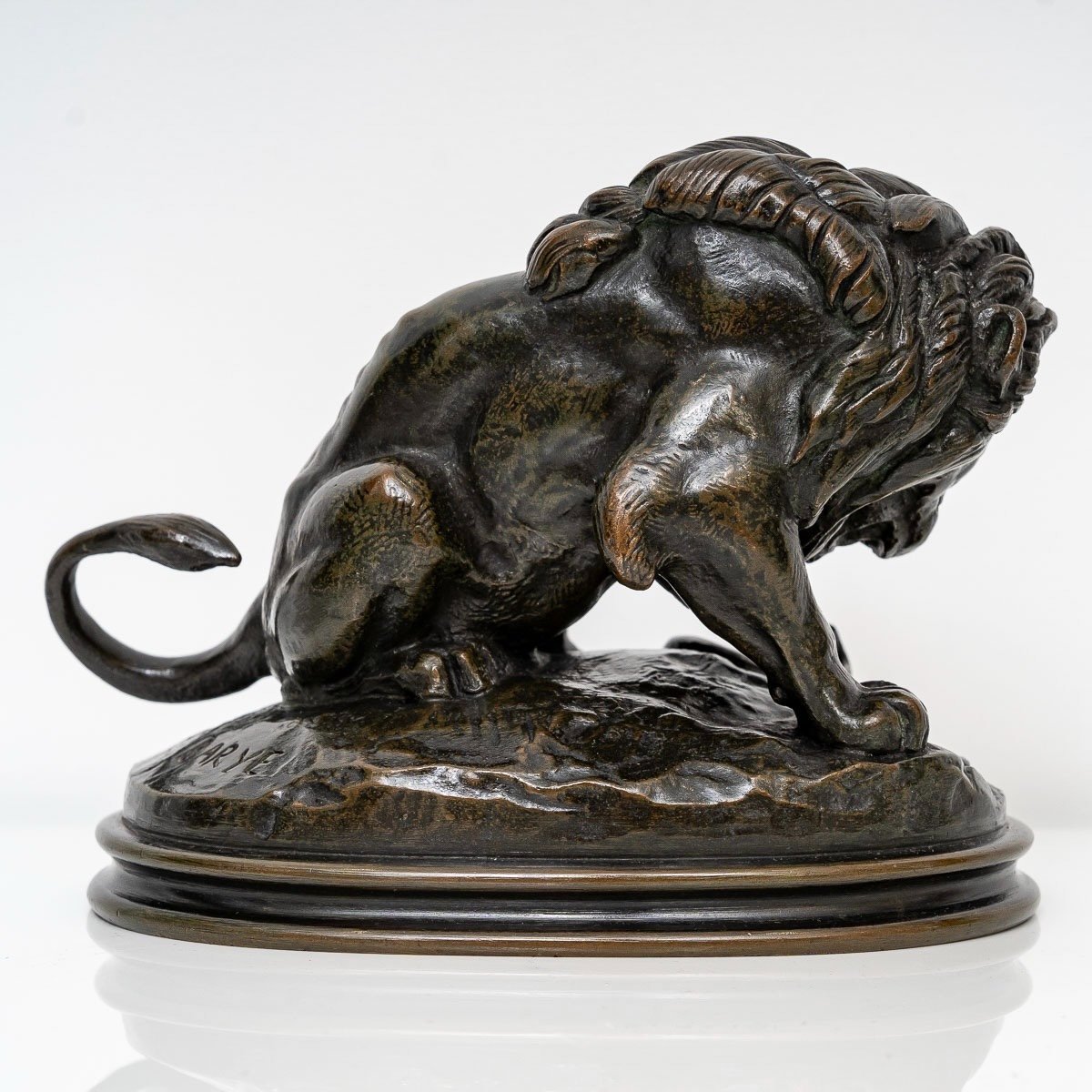 Sculpture - Lion Au Serpent , Antoine - Louis Barye (1795-1875) - Bronze XIX ème-photo-4