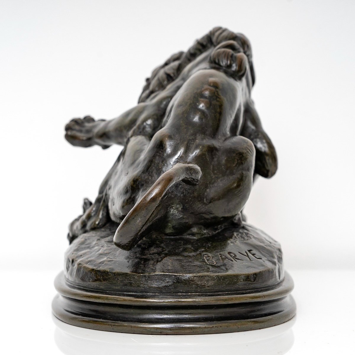 Sculpture - Lion Au Serpent , Antoine - Louis Barye (1795-1875) - Bronze XIX ème-photo-1