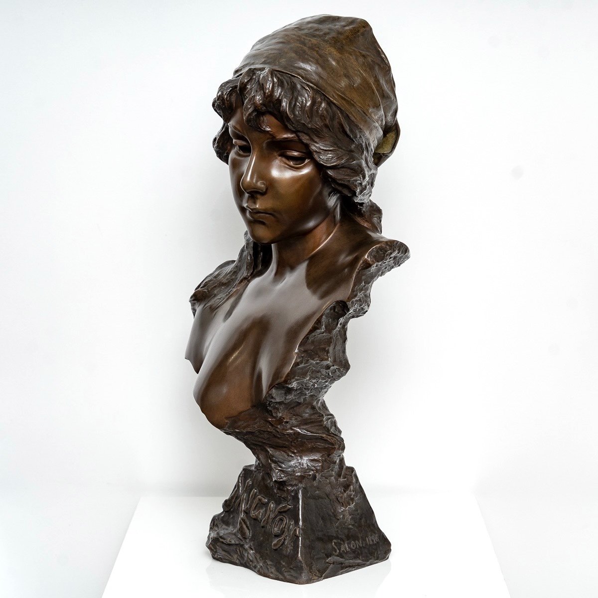 Buste En Bronze " MIGNON " ,  Emmanuel Villanis (1858-1914) -photo-2