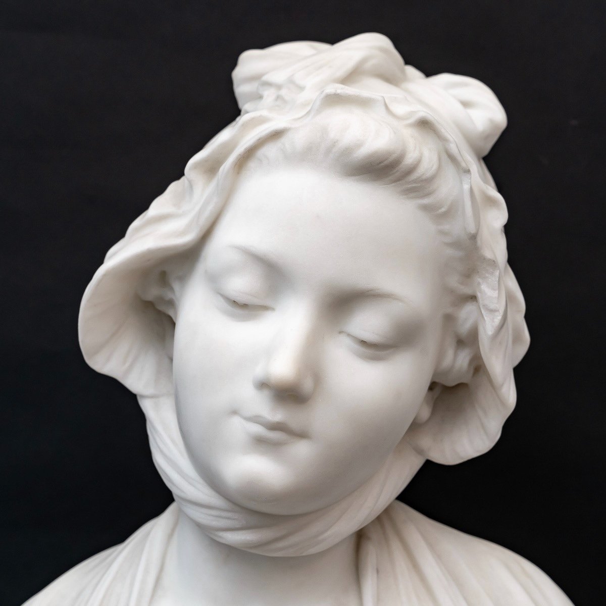 Sculpture - Buste De Jeune Fille Par Louis - Émile Cana (1845-1895) - Marbre -photo-1