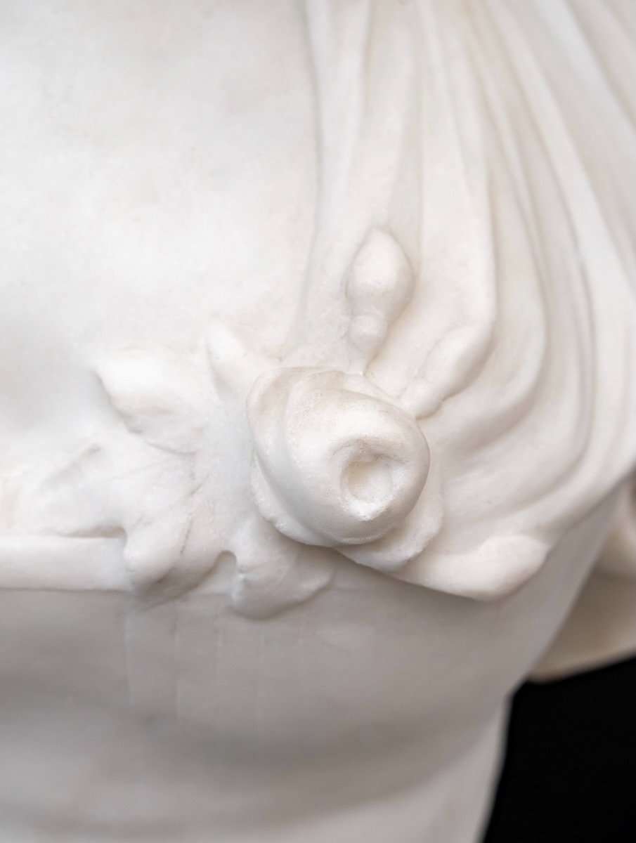 Sculpture - Buste De Jeune Fille Par Louis - Émile Cana (1845-1895) - Marbre -photo-2