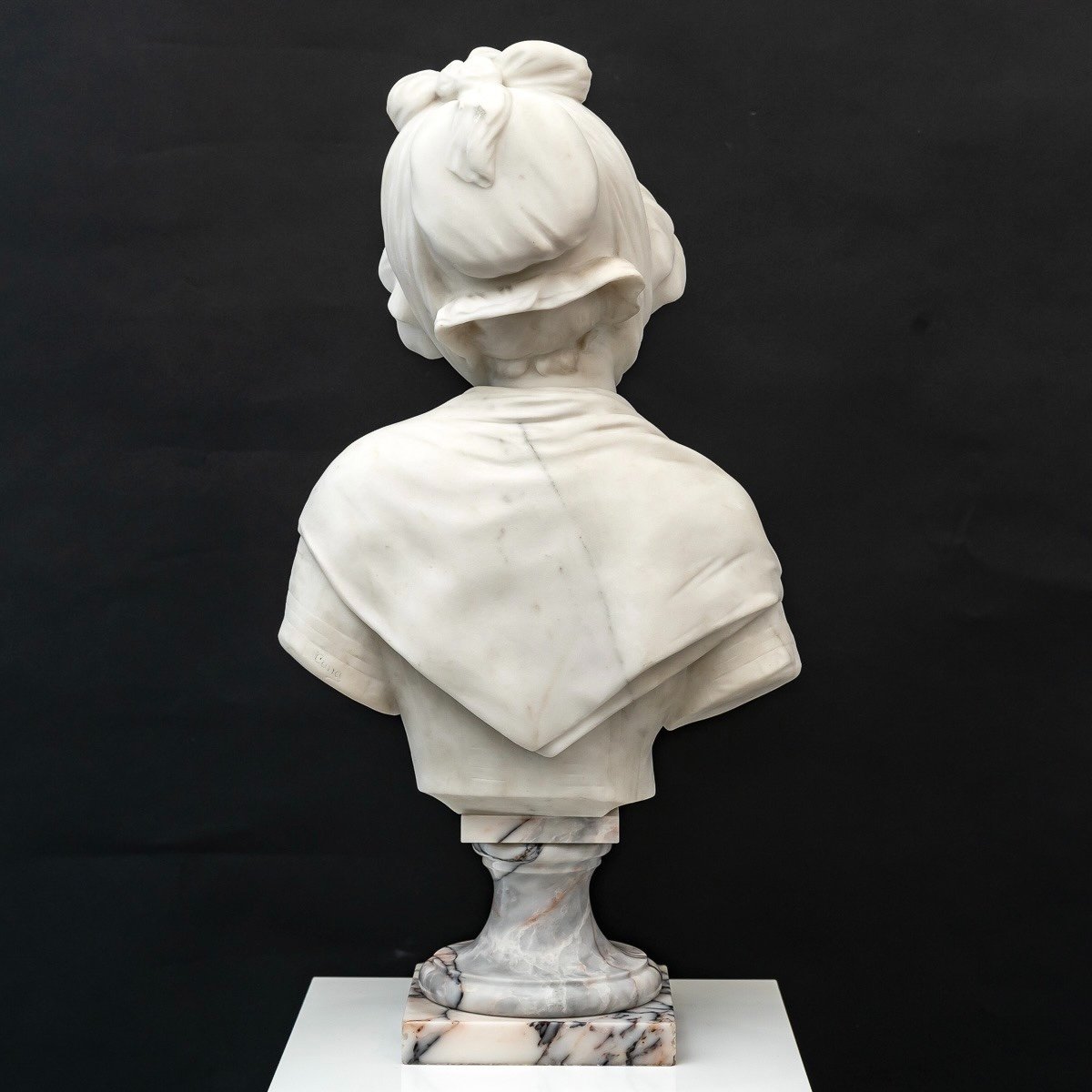 Sculpture - Buste De Jeune Fille Par Louis - Émile Cana (1845-1895) - Marbre -photo-3