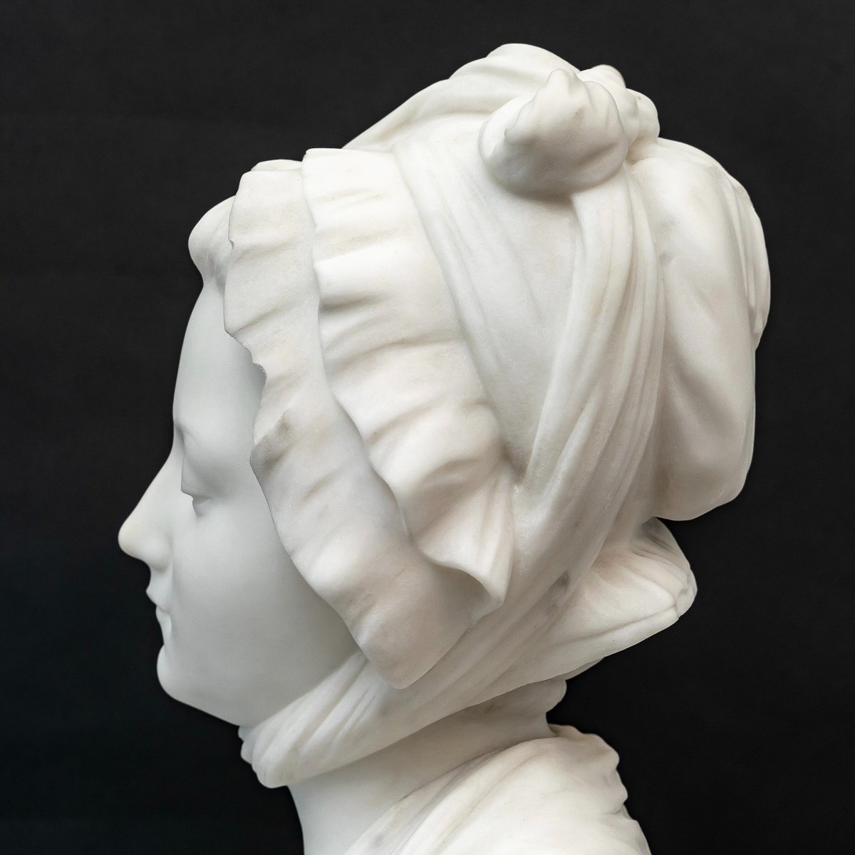 Sculpture - Buste De Jeune Fille Par Louis - Émile Cana (1845-1895) - Marbre -photo-5