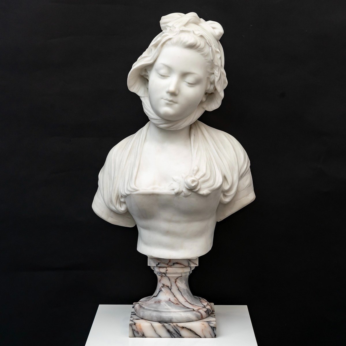 Sculpture - Buste De Jeune Fille Par Louis - Émile Cana (1845-1895) - Marbre 