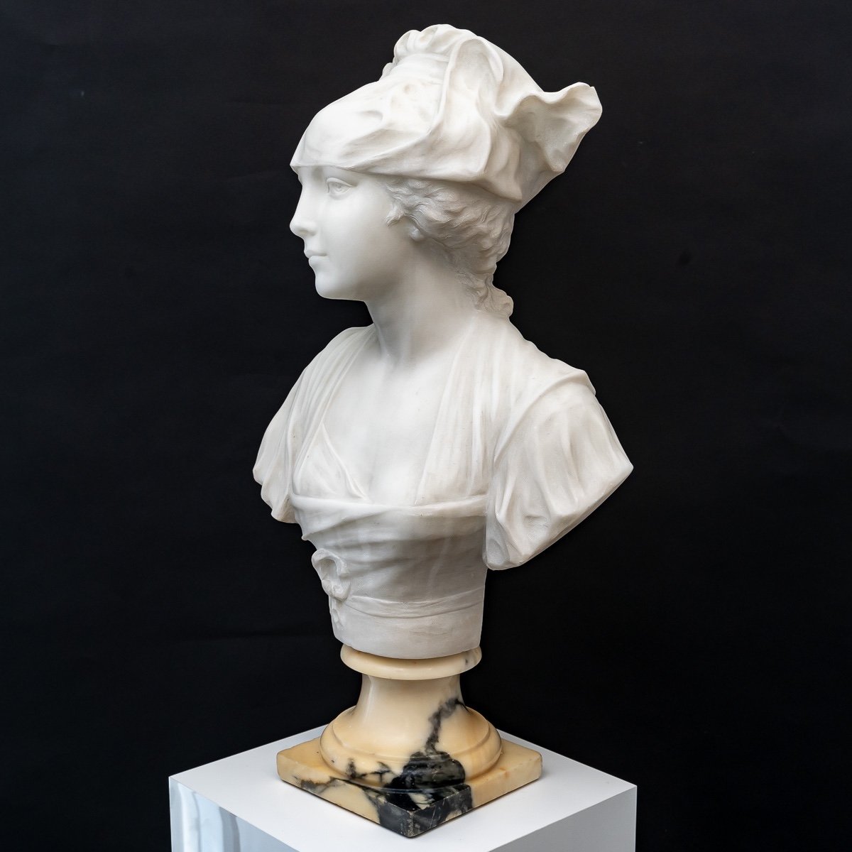 Sculpture - Bust Of A Young Girl By Guglielmo Pugi (1850 -1915) - Marble-photo-2
