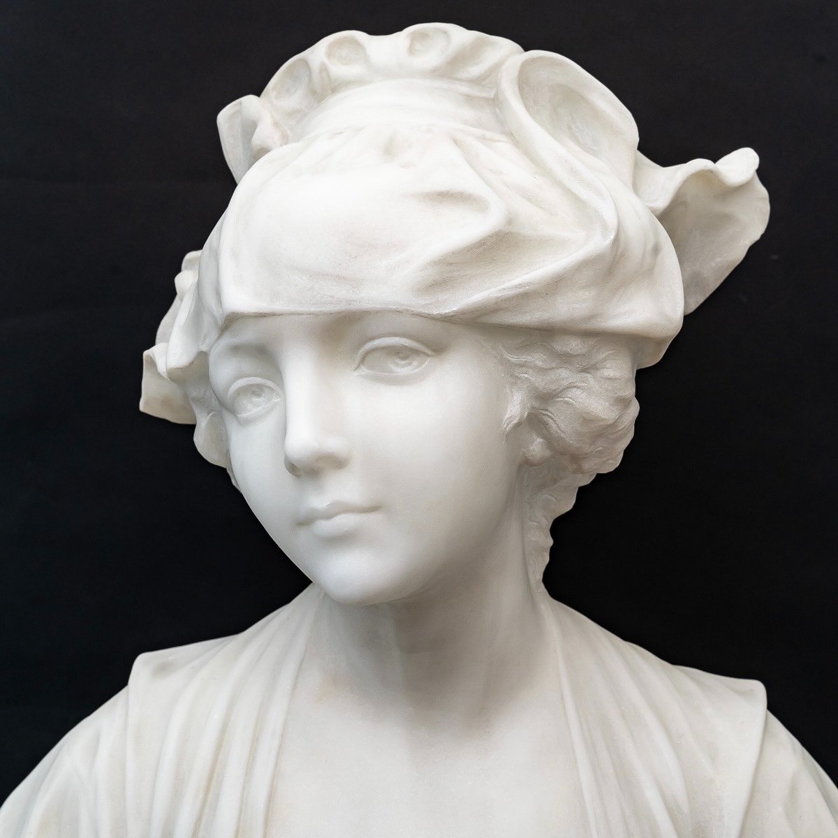 Sculpture - Bust Of A Young Girl By Guglielmo Pugi (1850 -1915) - Marble-photo-4