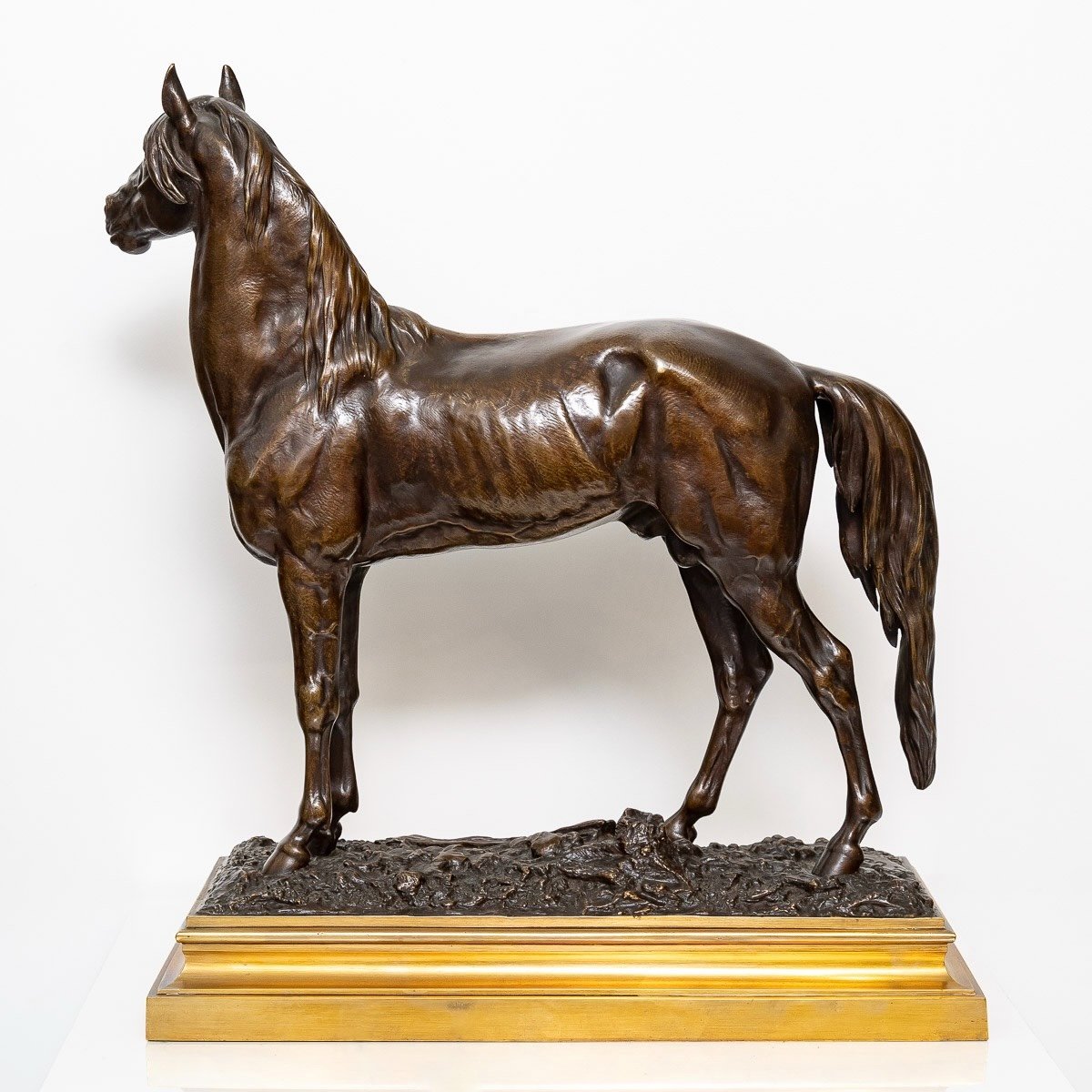 Sculpture - Horse "beaux - Arts 1879" , Prosper Lecourtier (1851-1924) - Bronze-photo-4