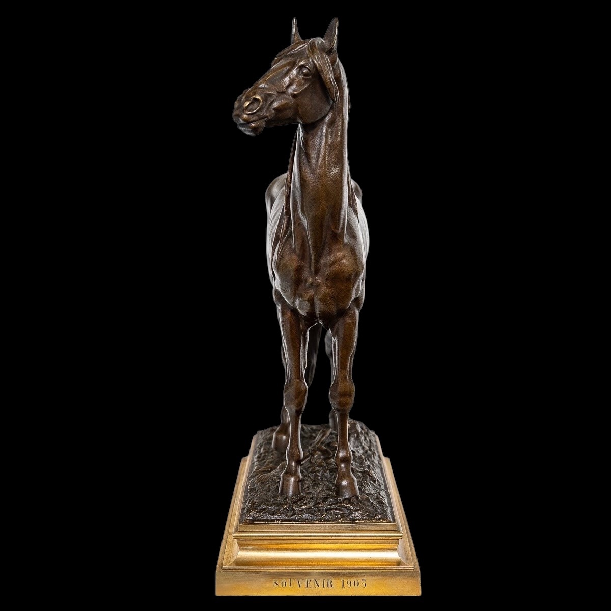 Sculpture  - Cheval "Beaux - arts 1879" , Prosper Lecourtier (1851-1924) - Bronze-photo-2