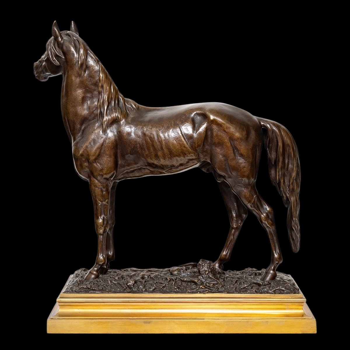 Sculpture  - Cheval "Beaux - arts 1879" , Prosper Lecourtier (1851-1924) - Bronze-photo-4