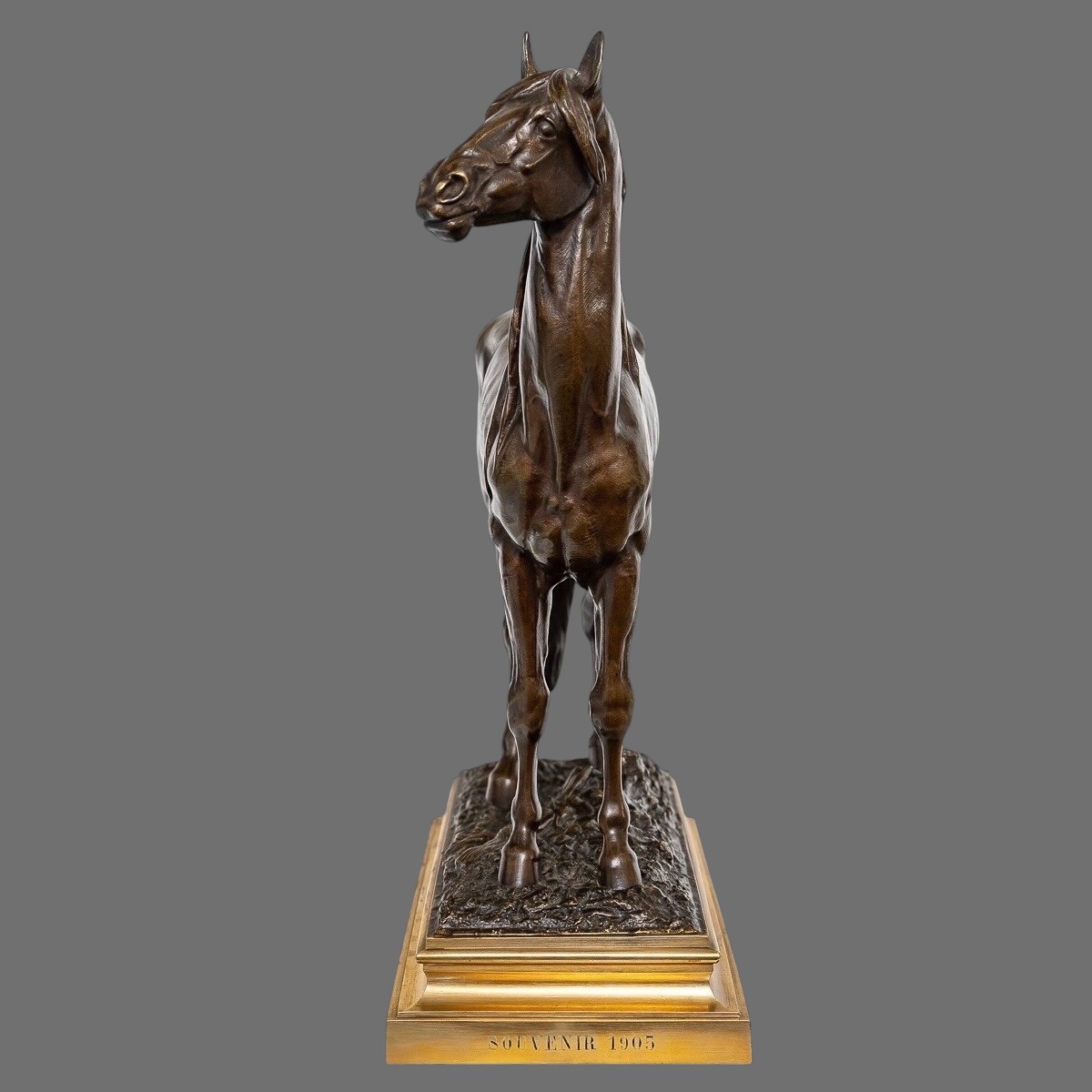 Sculpture  - Cheval "Beaux - arts 1879" , Prosper Lecourtier (1851-1924) - Bronze-photo-3