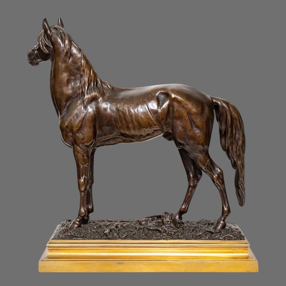Sculpture  - Cheval "Beaux - arts 1879" , Prosper Lecourtier (1851-1924) - Bronze-photo-4