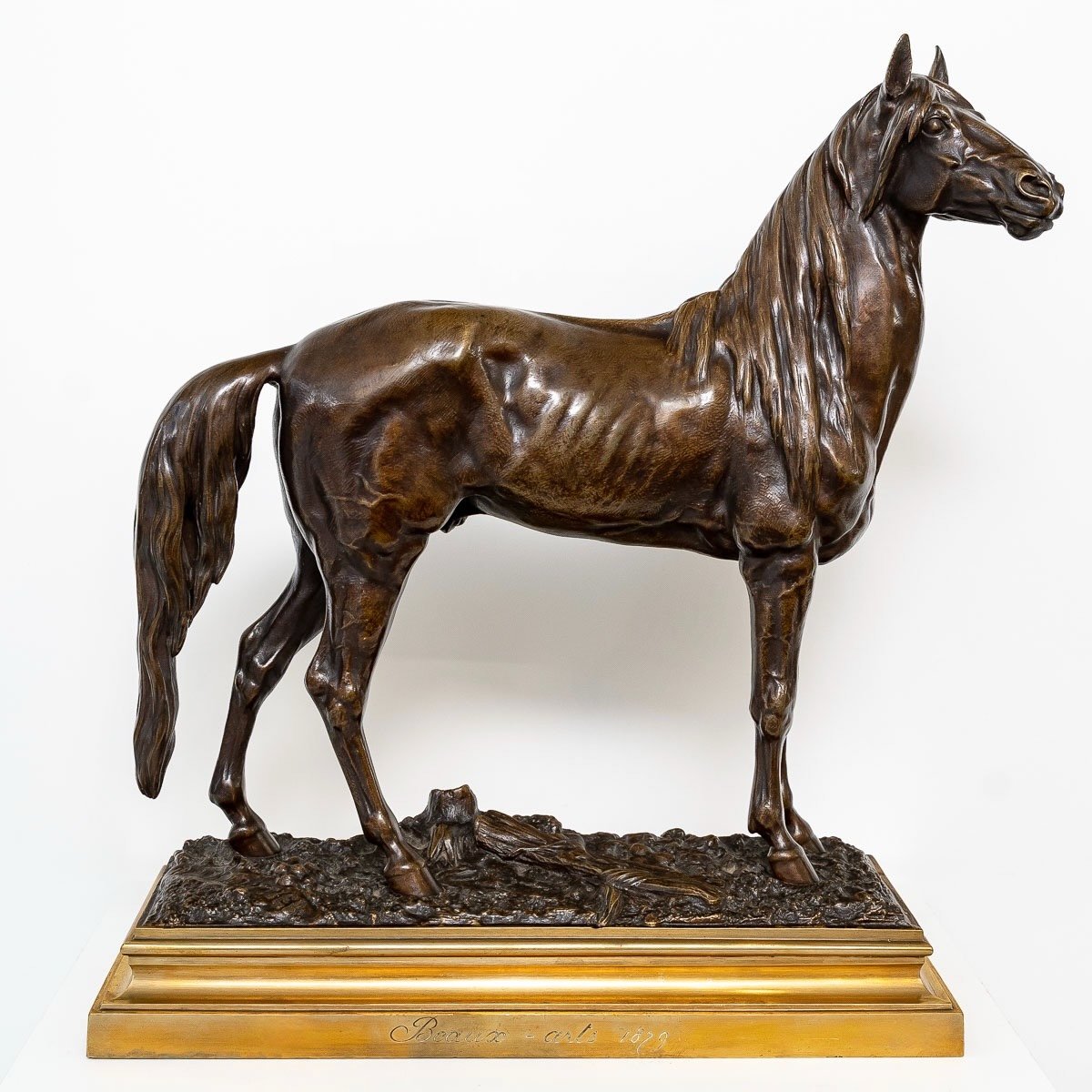 Sculpture - Horse "beaux - Arts 1879" , Prosper Lecourtier (1851-1924) - Bronze