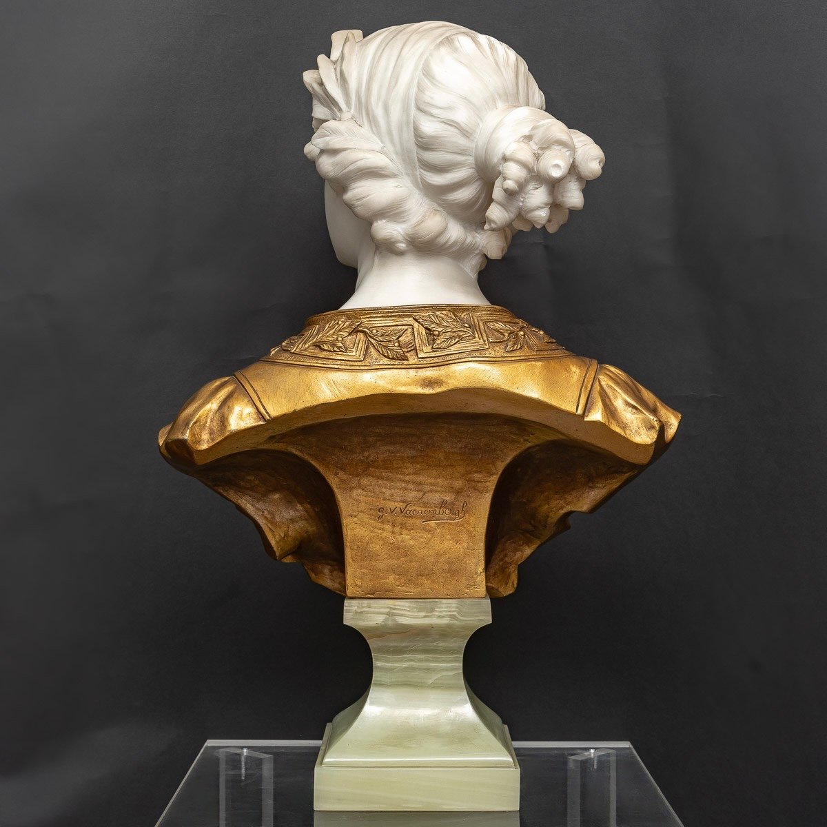 Sculpture - Buste "Jeune Femme À La Couronne De Lauriers" , Gustave Van Vaerenbergh (1873-1927)-photo-4