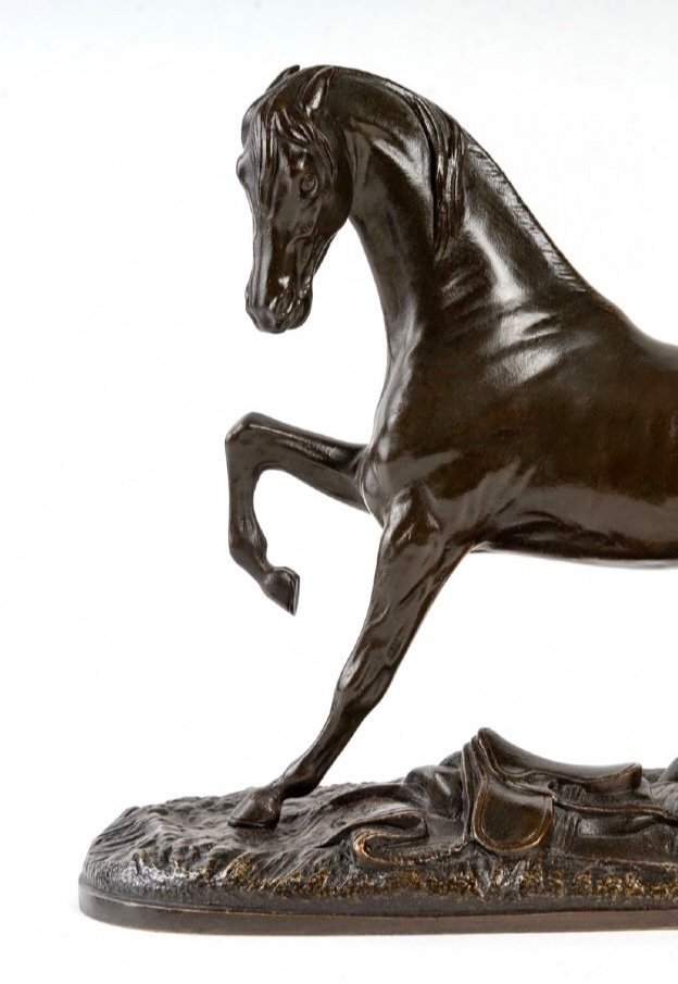 Sculpture - Race Horse By Pierre Lenordez (1815 - 1892) - Bronze-photo-1