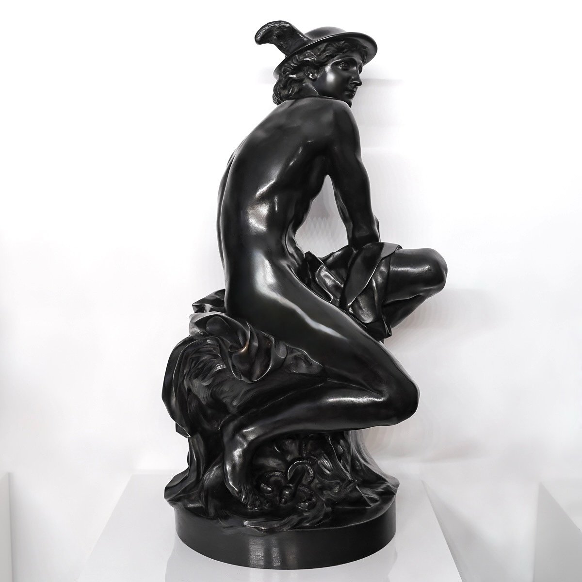 Sculpture – Mercure Attachant Ses Talonnières , Jean – Baptiste Pigalle (1714-1785) – Bronze-photo-3