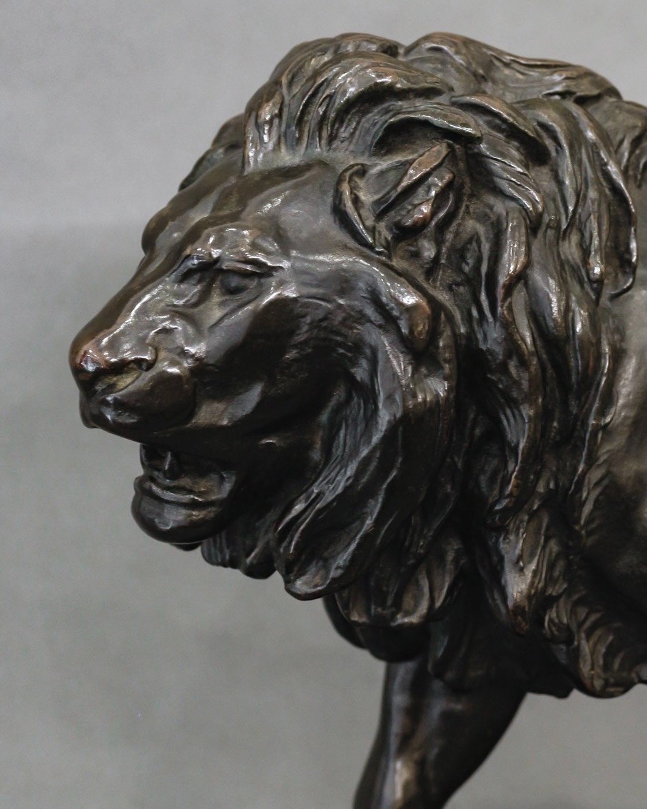 Sculpture - Le Lion Marchant , Antoine-Louis Barye (1795-1875) - Bronze-photo-2