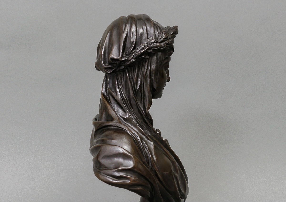 Sculpture - La Grande Prêtresse  "Vestale" , Clodion (1738-1814) - Bronze-photo-4