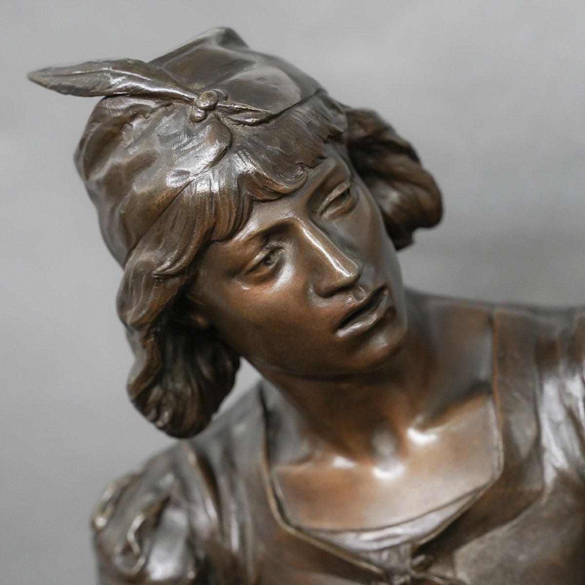 Sculpture - Oysel Le Troubadour , Émile Boisseau (1842-1923) - Bronze -photo-4