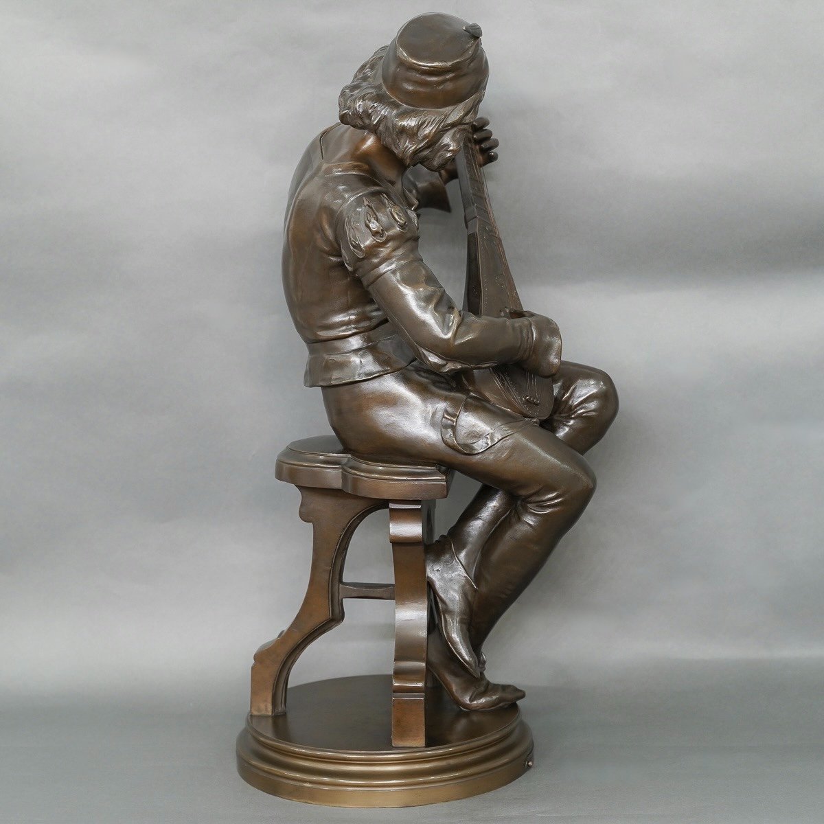Sculpture - Oysel Le Troubadour , Émile Boisseau (1842-1923) - Bronze -photo-2