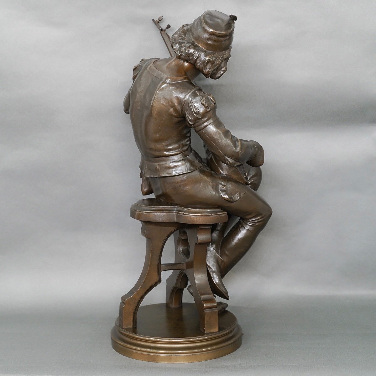 Sculpture - Oysel Le Troubadour , Émile Boisseau (1842-1923) - Bronze -photo-3