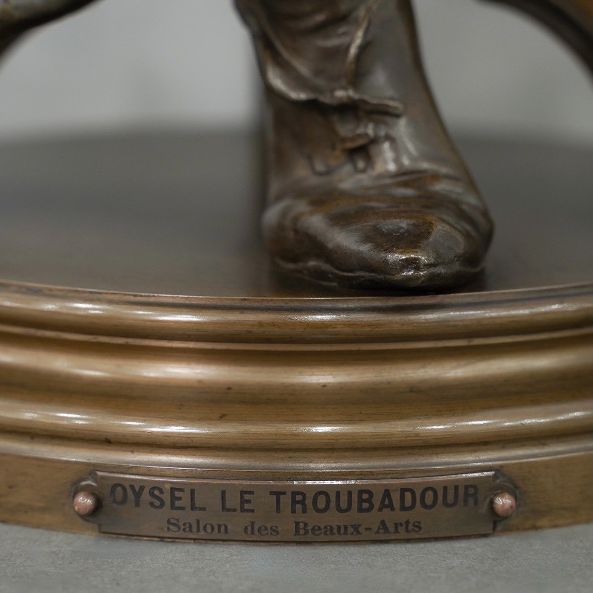 Sculpture - Oysel Le Troubadour , Émile Boisseau (1842-1923) - Bronze -photo-5