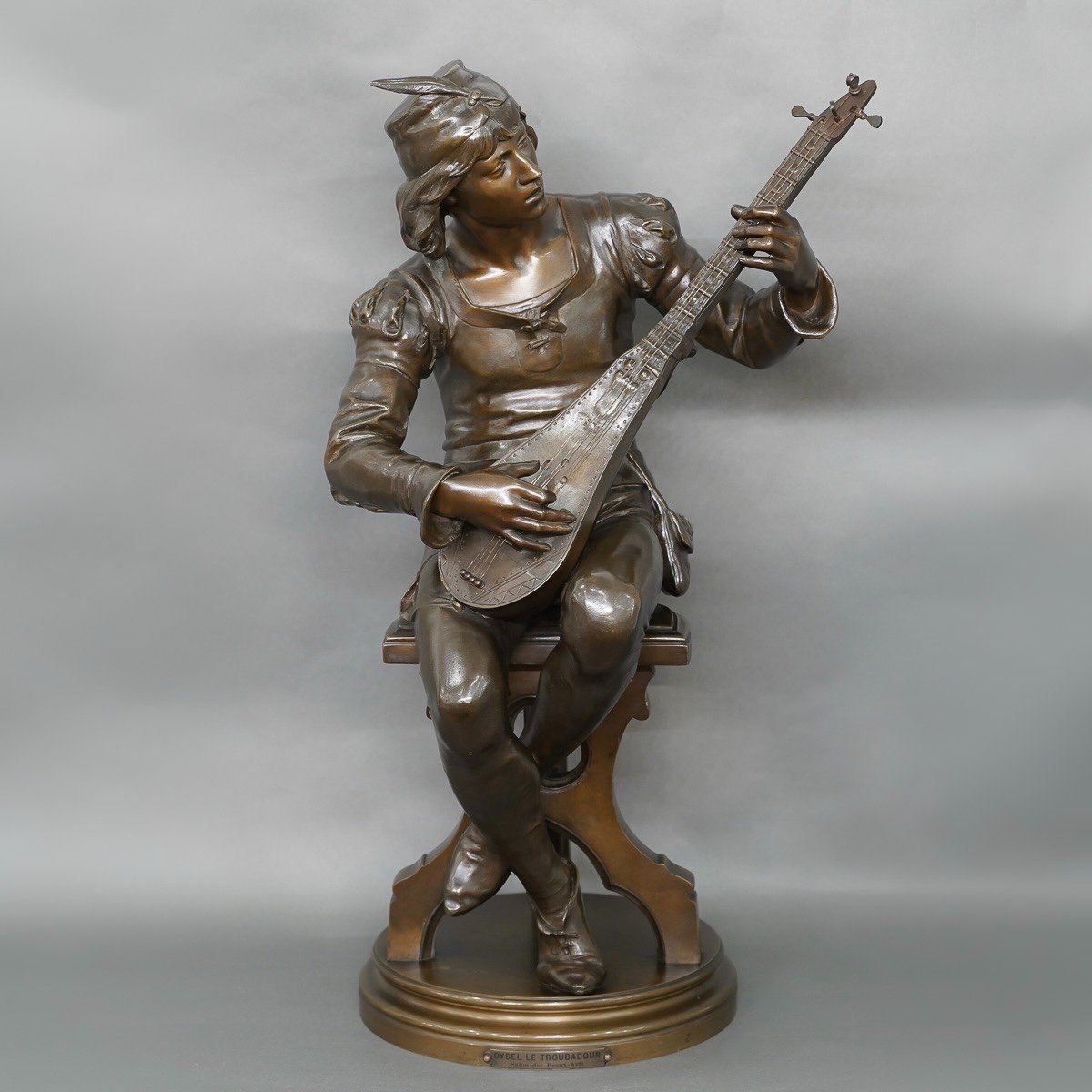 Sculpture - Oysel Le Troubadour , Émile Boisseau (1842-1923) - Bronze 