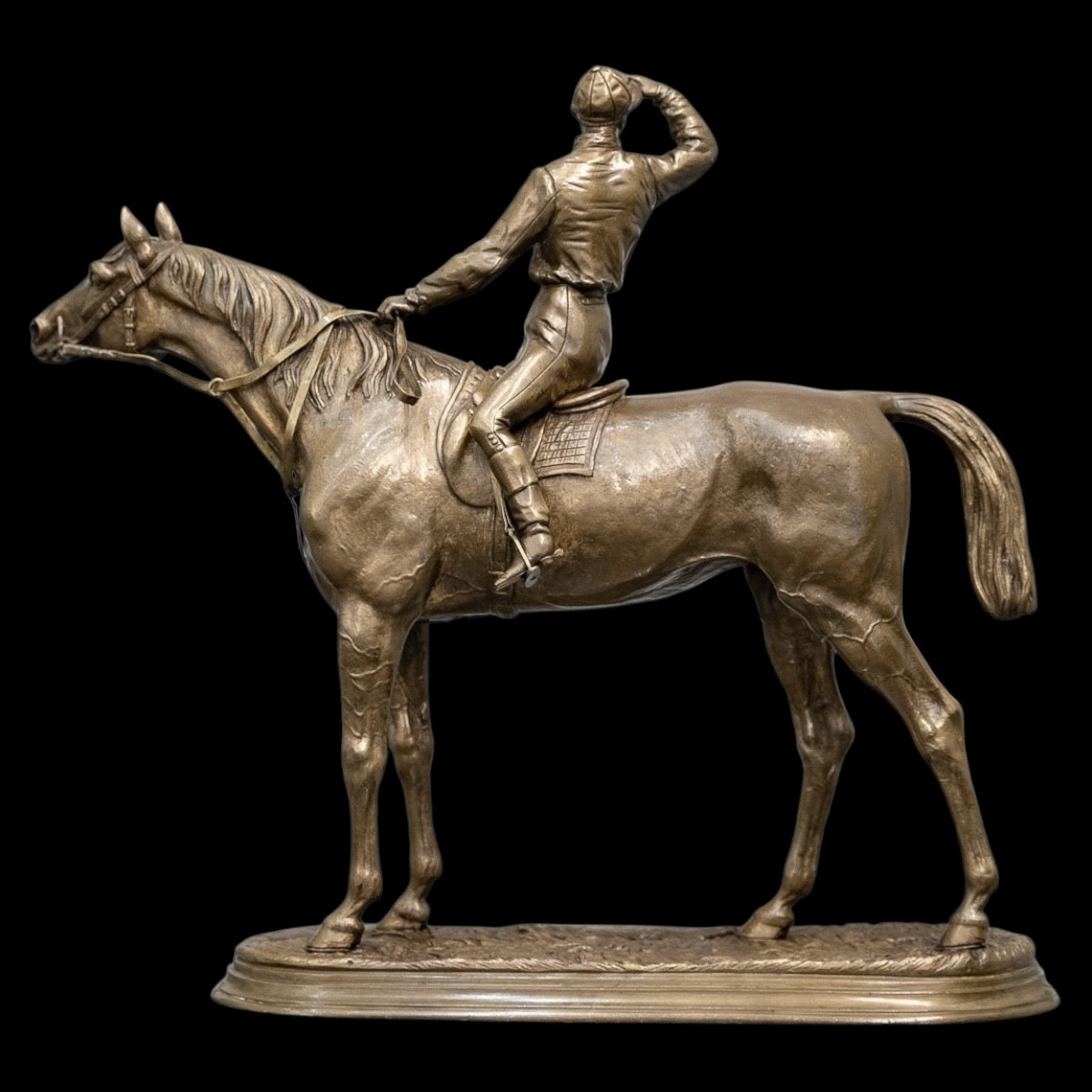 Sculpture - Jockey And His Horse " Before The Race " , Jules Moigniez (1835-1894) - Bronze-photo-2