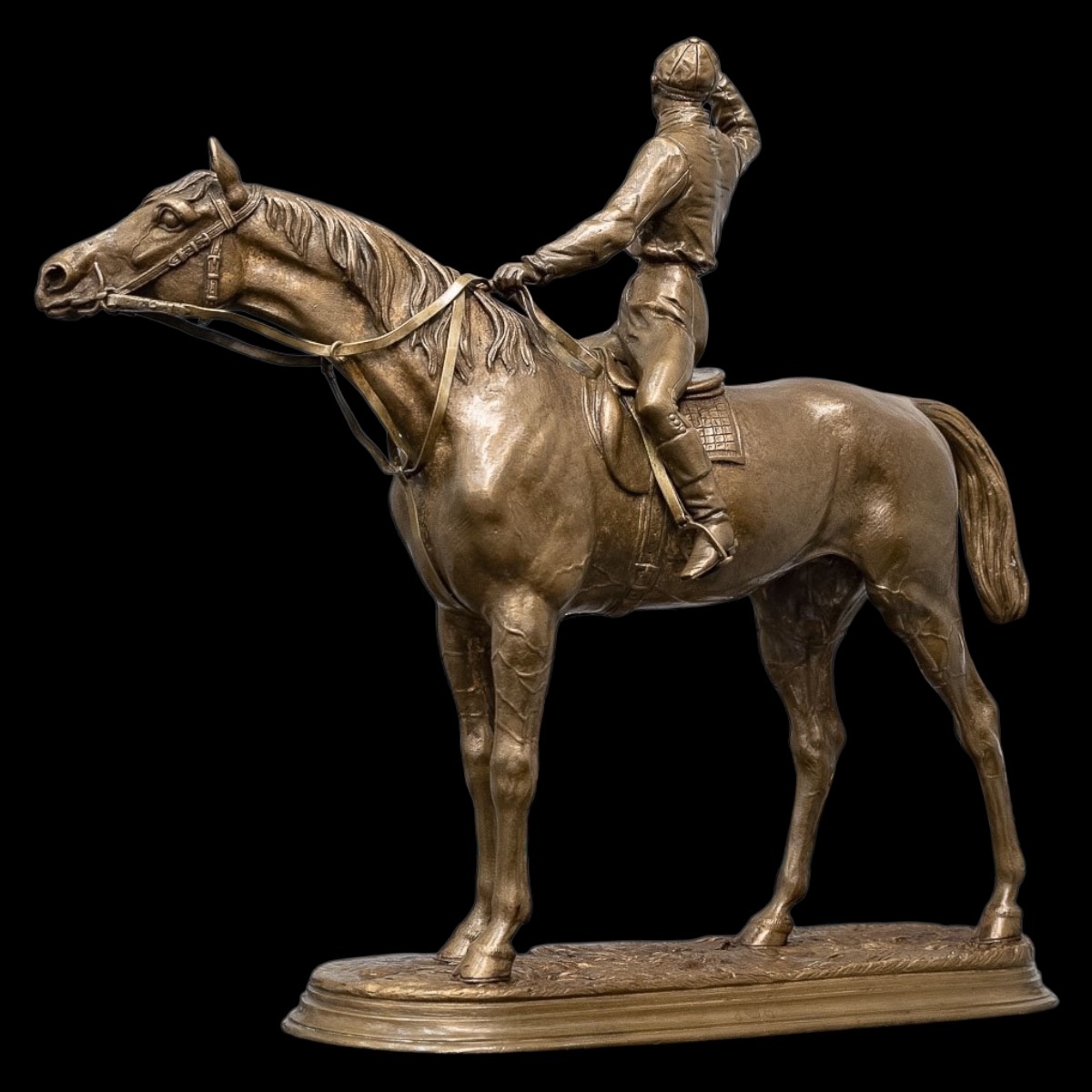 Sculpture - Jockey And His Horse " Before The Race " , Jules Moigniez (1835-1894) - Bronze-photo-3