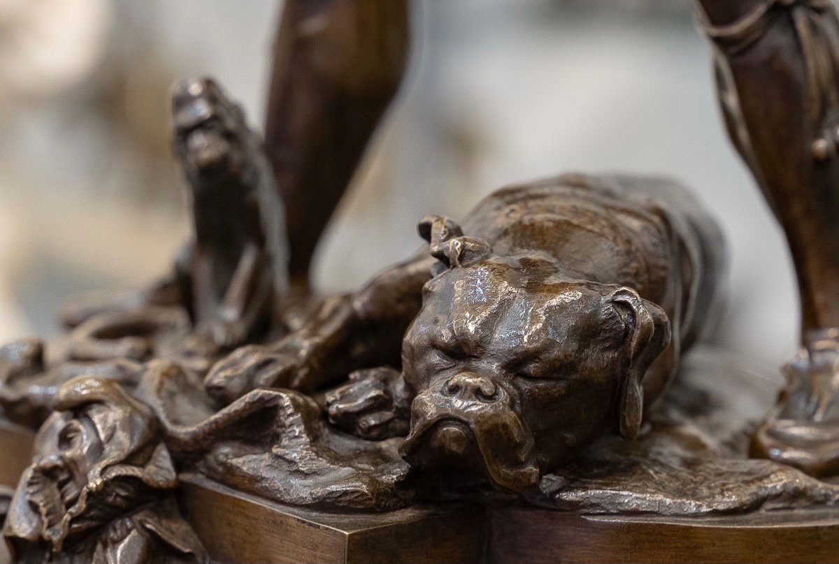 Sculpture - " Sont Ils Gentis " , Alfred Barye (1839-1895) - Bronze-photo-4