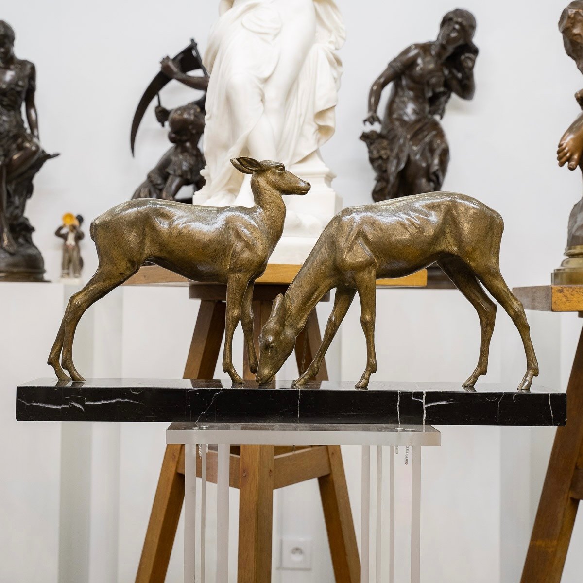 Sculpture - " Two Deer " , Louis Riché (1877-1949) - Bronze-photo-1