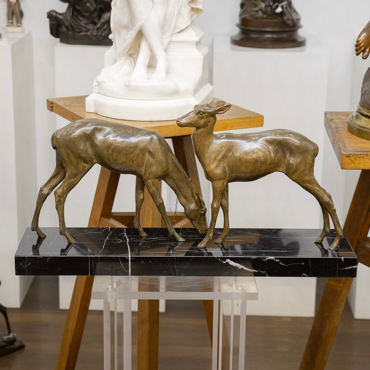 Sculpture - " Two Deer " , Louis Riché (1877-1949) - Bronze